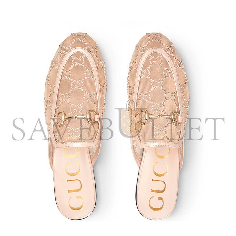 GUCCI WOMEN'S GG CRYSTAL PRINCETOWN SLIPPER 835484 GUCCI WOMEN'S GG CRYSTAL PRINCETOWN SLIPPER 835484